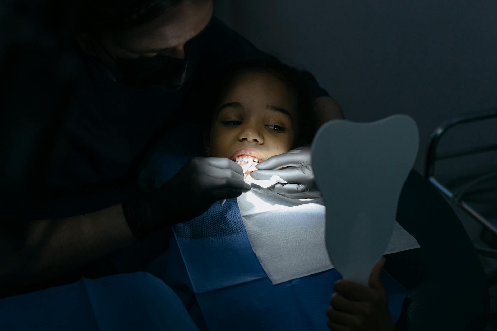 close up shot of a girl having dental checkup