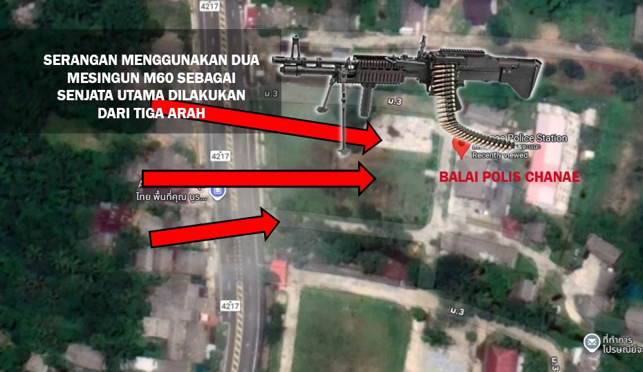 [VIDEO] Lebih 10 individu serang Balai Polis Chanae semalam, dua M60 senjata utama